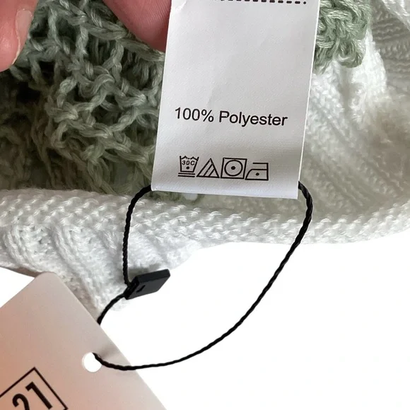 Open Crochet Oversized Peace Sign Shirt Women's Green Knit Top New w/ Tags Sz L - Picture 10 of 16